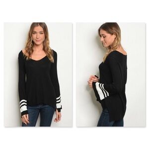 V-NECK SWEATER W/ BELL SLEEVES